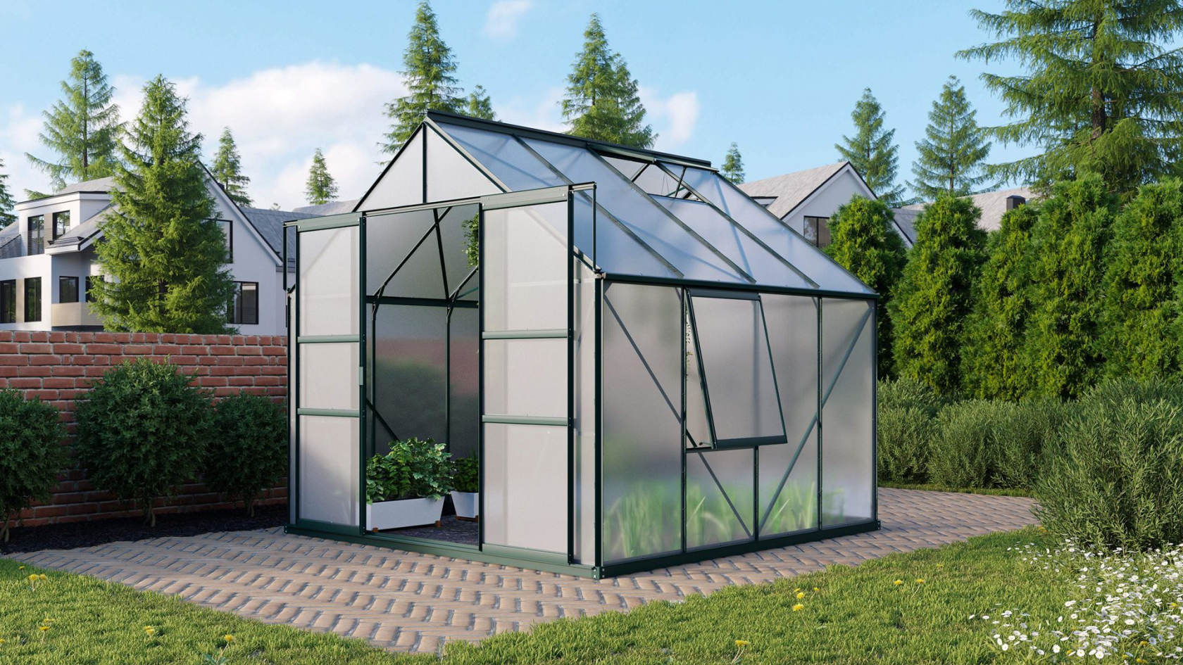 Vitavia Meridian 2 serre - 6,7m² - met 4 mm polycarbonaat - Donkergroen