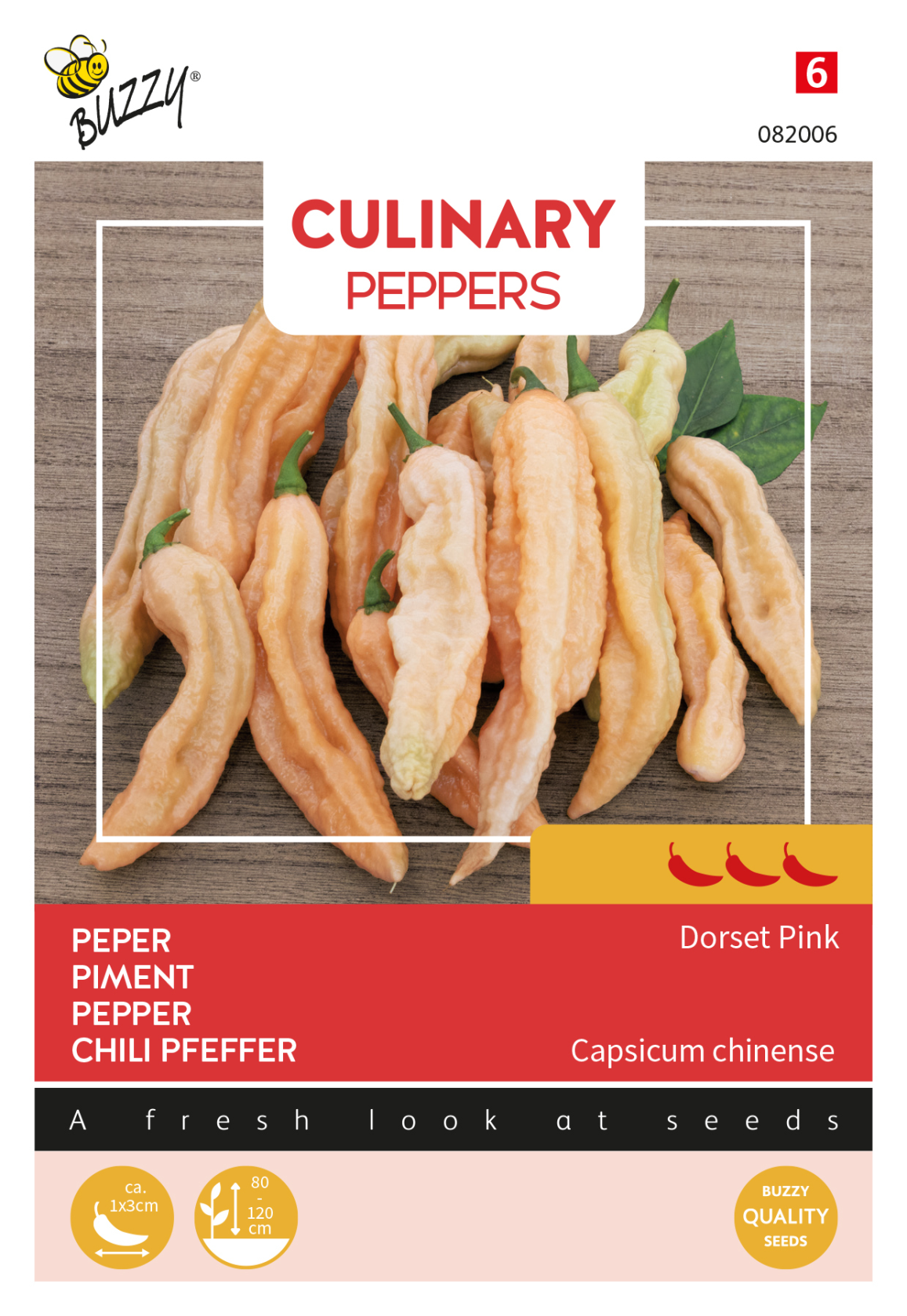 Buzzy® Culinary Peppers Dorset Pink - Chilipeper Zaden - Roze/Paarse Vruchten - Medium Heet afbeelding