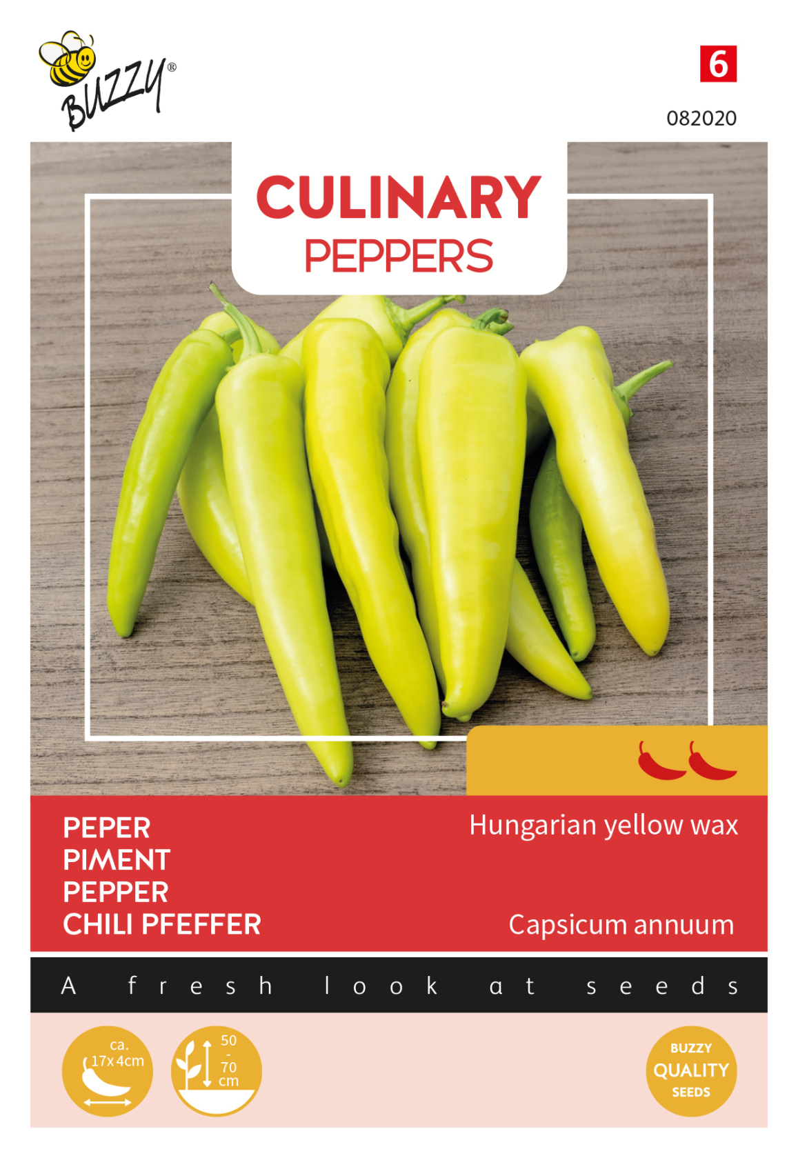 Buzzy® Culinary Peppers Hungarian Yellow Wax - Peperzaden - Mild tot Medium - Geel/Oranje afbeelding