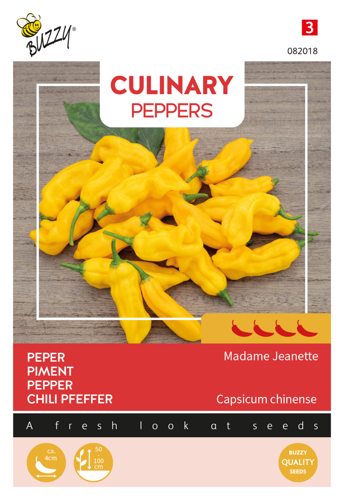 Buzzy® Culinary Peppers Madame Jeanette - Chilipeper Zaden - Extreem Heet - Geel afbeelding