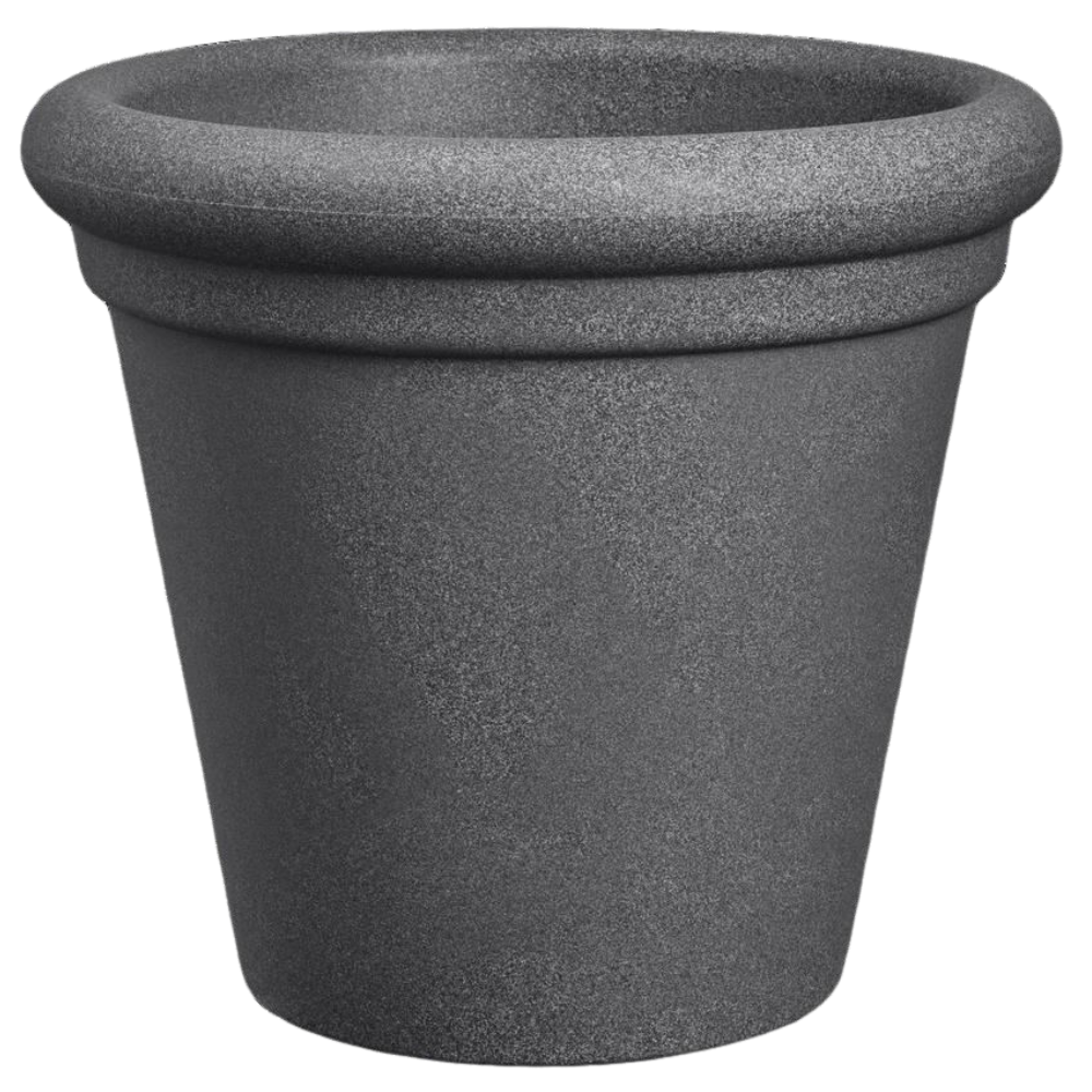Florus Grace Rim Rond 40cm Bloempot - Antraciet - Met Decoratieve Rand - Voor Binnen&Buiten afbeelding
