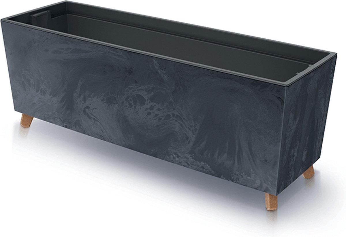 Prosperplast Urbi Case Beton Effect Bloempot - 77 x 23.5 x 30 cm - Antraciet - Inclusief binnenbak afbeelding