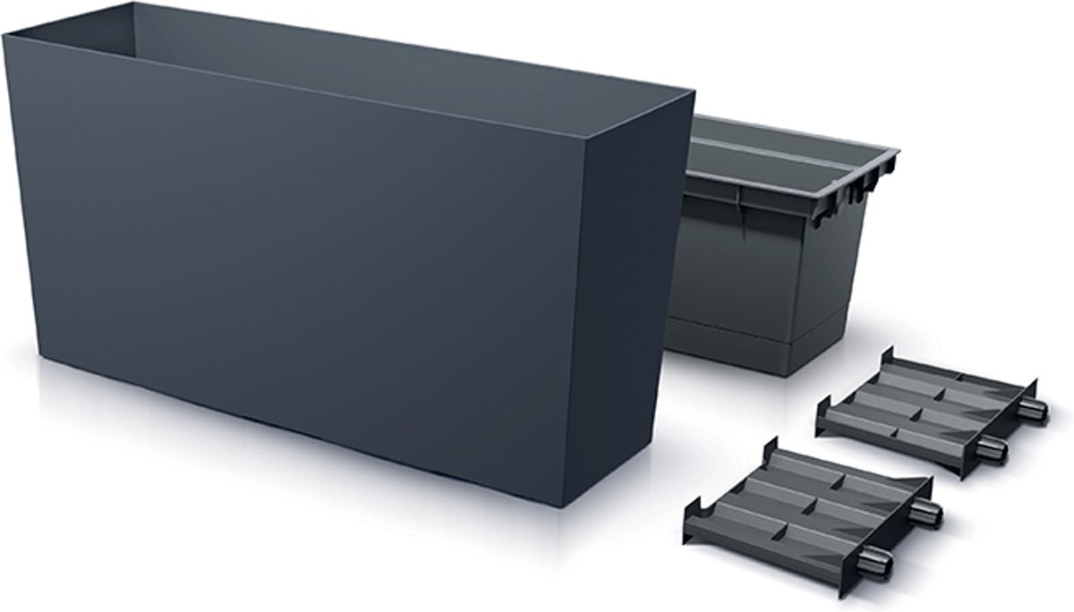 Prosperplast URBI CASE MIDDLE Bloempot - 77x23,5x40,6 cm - Antraciet - Inclusief inzetbak afbeelding