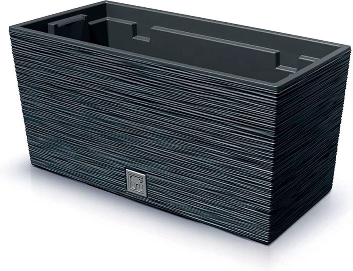 Prosperplast Bloempot Furu Case met Inzet - Antraciet (39,5x18,5x19,5 cm)