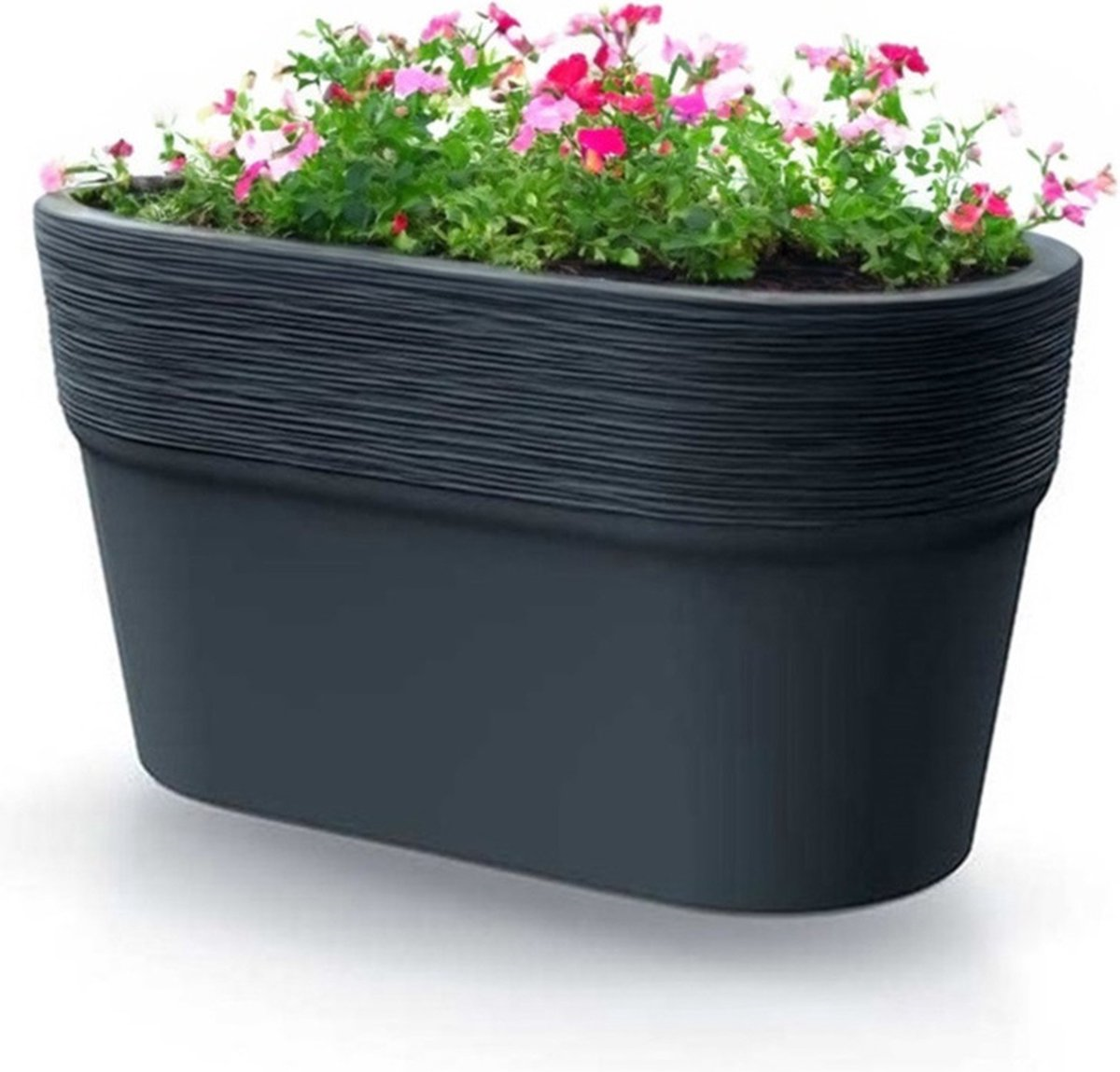 Prosperplast Furu Case Bloempot - L27,5 x B14 x H15 cm - Geribbeld design - Antraciet
