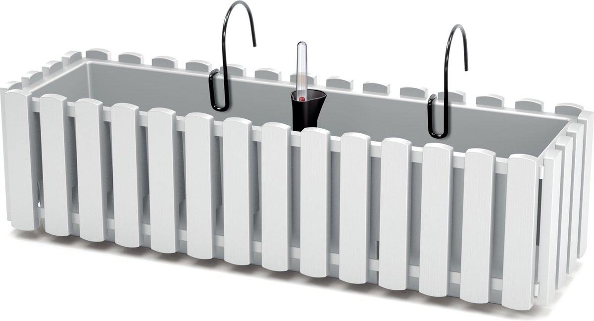 Prosperplast Boardee Fencycase Balkonbak - Wit - 58 cm - Houtlook