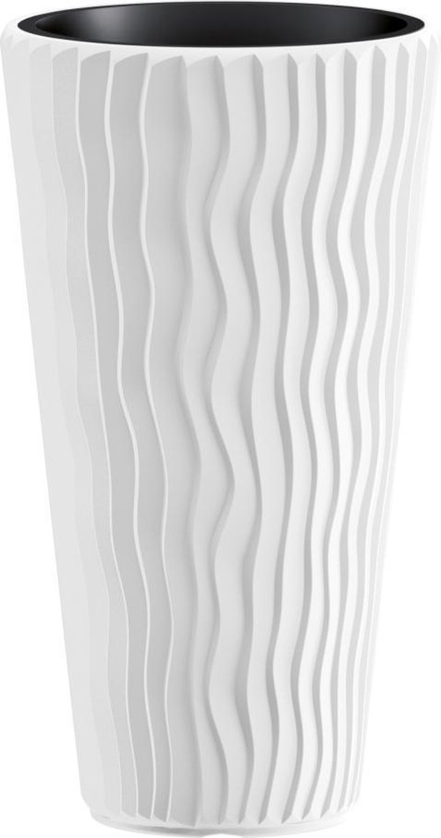 Prosperplast Sandy Slim Hoge Bloempot - Wit - 61,2 cm hoog - Met binnenpot