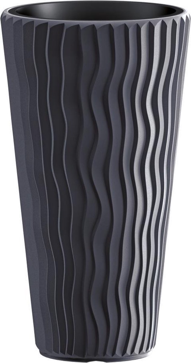 Prosperplast Sandy Slim Hoge Bloempot - Antraciet - 61,2 cm hoog - Met binnenpot