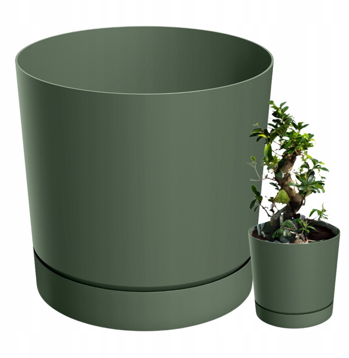 Prosperplast Tubo P Bloempot met schotel - Ø 29,2 cm - Dennengroen