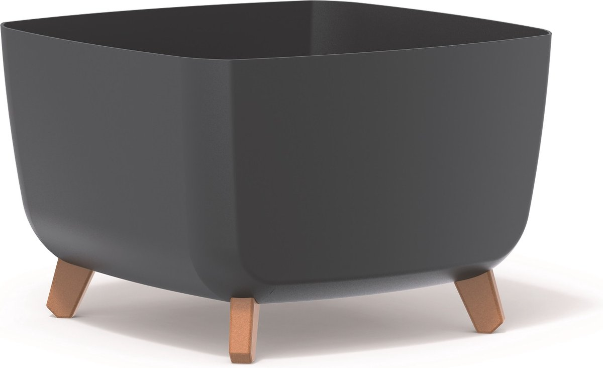 Prosperplast Sierra Square Beton Effect Plantenbak op wielen - Zwart Beton - 38,5x38,5 cm afbeelding