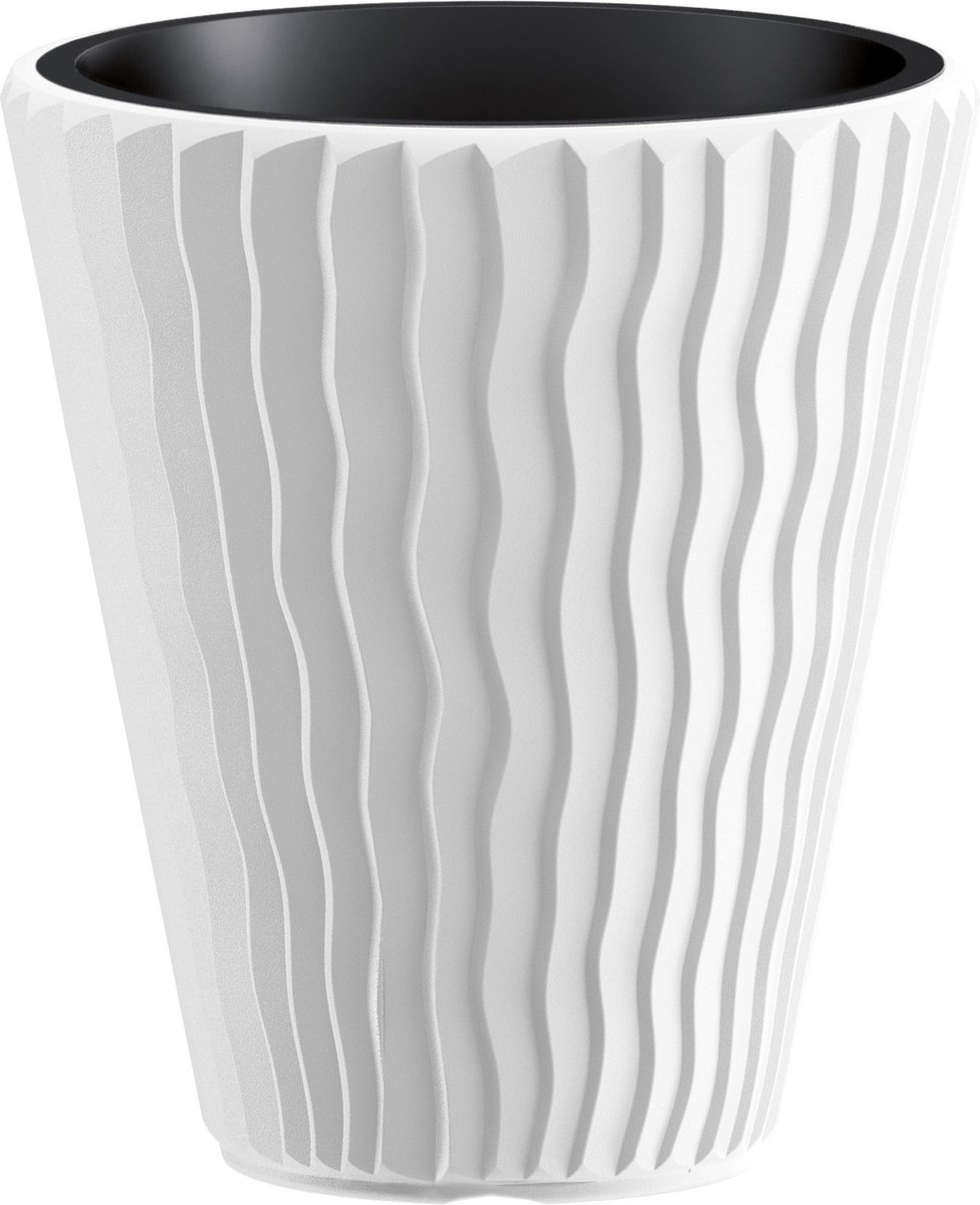 Prosperplast Bloempot Sandy Waves - Met Binnenpot - Wit (Ø39 x H43 cm)