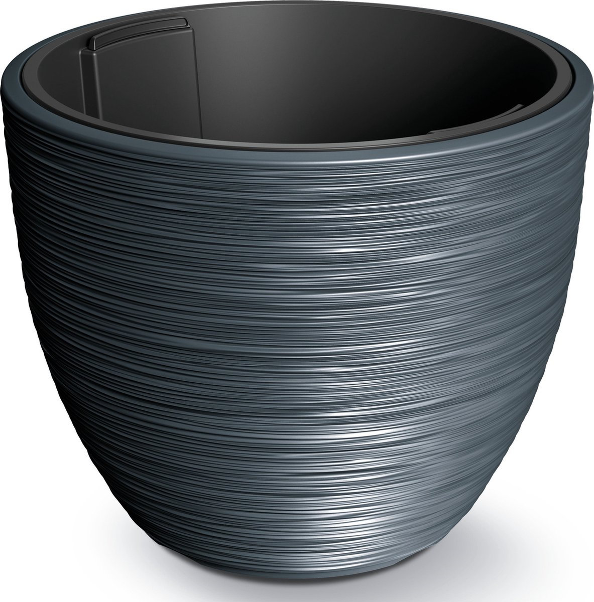 Prosperplast Furu Stripes Bloempot - Antraciet - Ø 47 cm - Met binnenpot