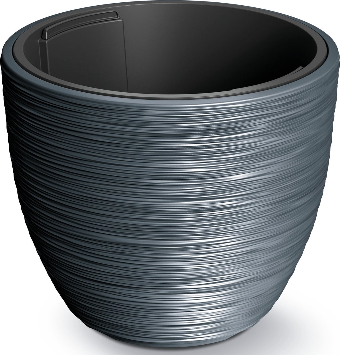 Prosperplast Furu Stripes Bloempot - Antraciet - Ø 30 cm - Met binnenpot