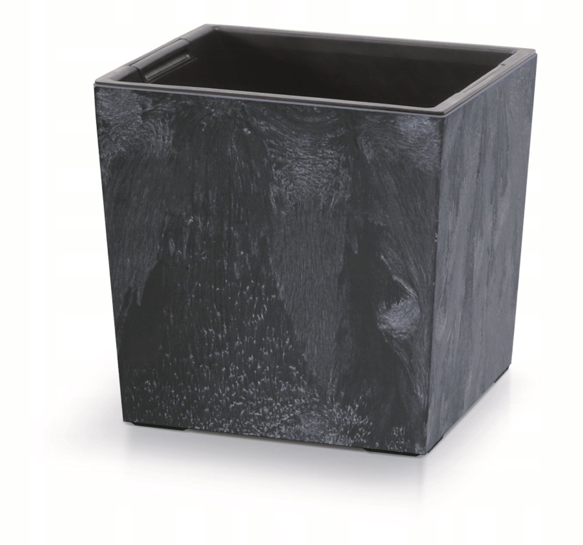 Prosperplast Furu Stripes Bloempot - Antraciet -Ø 30 cm - Met binnenpot afbeelding