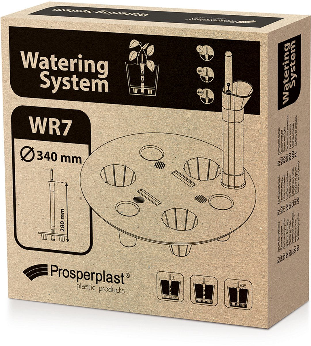 Prosperplast Watering System Round WR7 - Zwart - Ø 33,8 cm - Voor potten tot Ø 47 cm