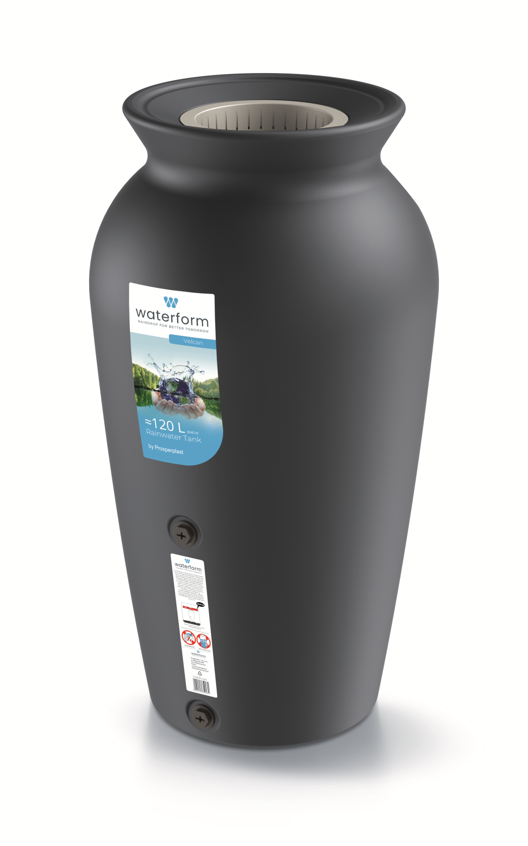 Prosperplast Velcan Regenvat 120 Liter -Ø 49 x H 90 cm - Antraciet - Compact&Stijlvol afbeelding