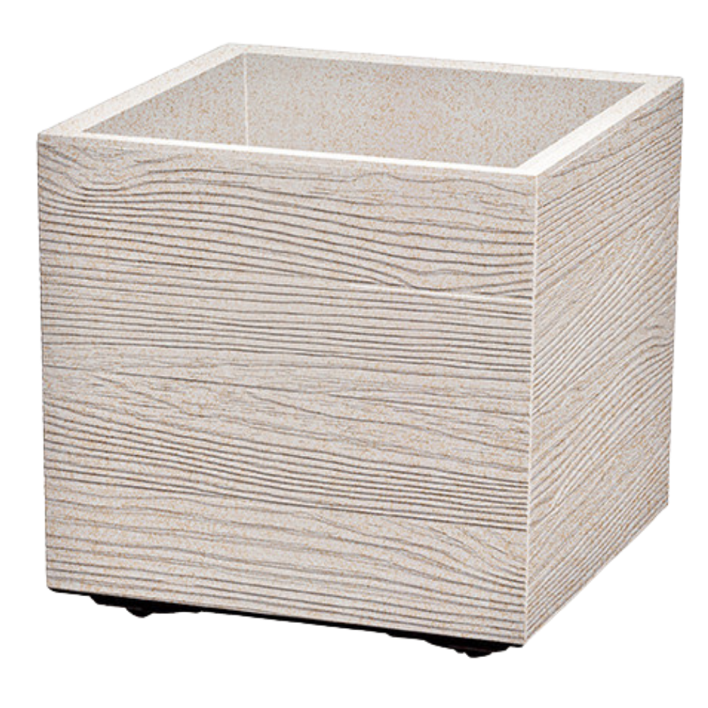 Prosperplast Madera Square Eco Wood Bloempot - ECO Wit - 38,5x38,5 cm - Met echt hout afbeelding