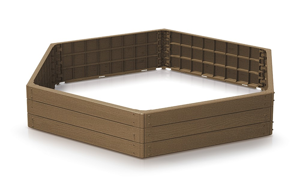 Prosperplast Base Woody Kweekbak - 129 x 148 x 25 cm - Houtlook moestuinbak afbeelding