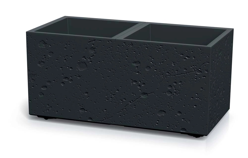 Prosperplast Sierra Bloempot - 77 x 38 x 37 cm - Zwart Beton Effect - Met wieltjes afbeelding