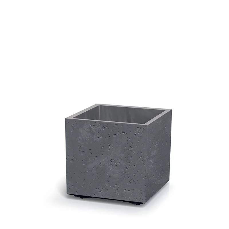 Prosperplast Sierra Square Beton Effect Plantenbak op wielen - Marengo - 38,5x38,5 cm afbeelding