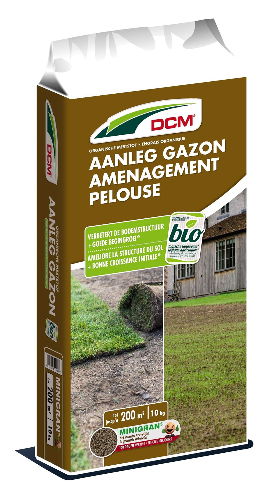 DCM gazonmeststof & bodemverbeteraar 10 kg voor 200m² - 'aanleg gazon'