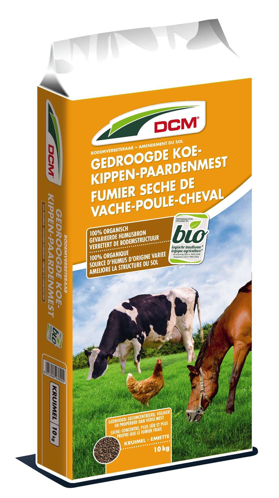 DCM gedroogde koe-, kippen & paardenmest - 10 kg - bio