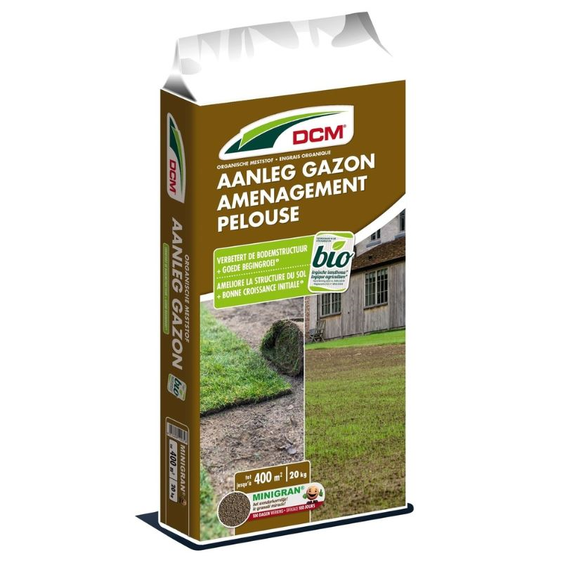 DCM gazonmeststof 20 kg voor 400m² - Aanleg gazon (incl. bodemverbeteraar)