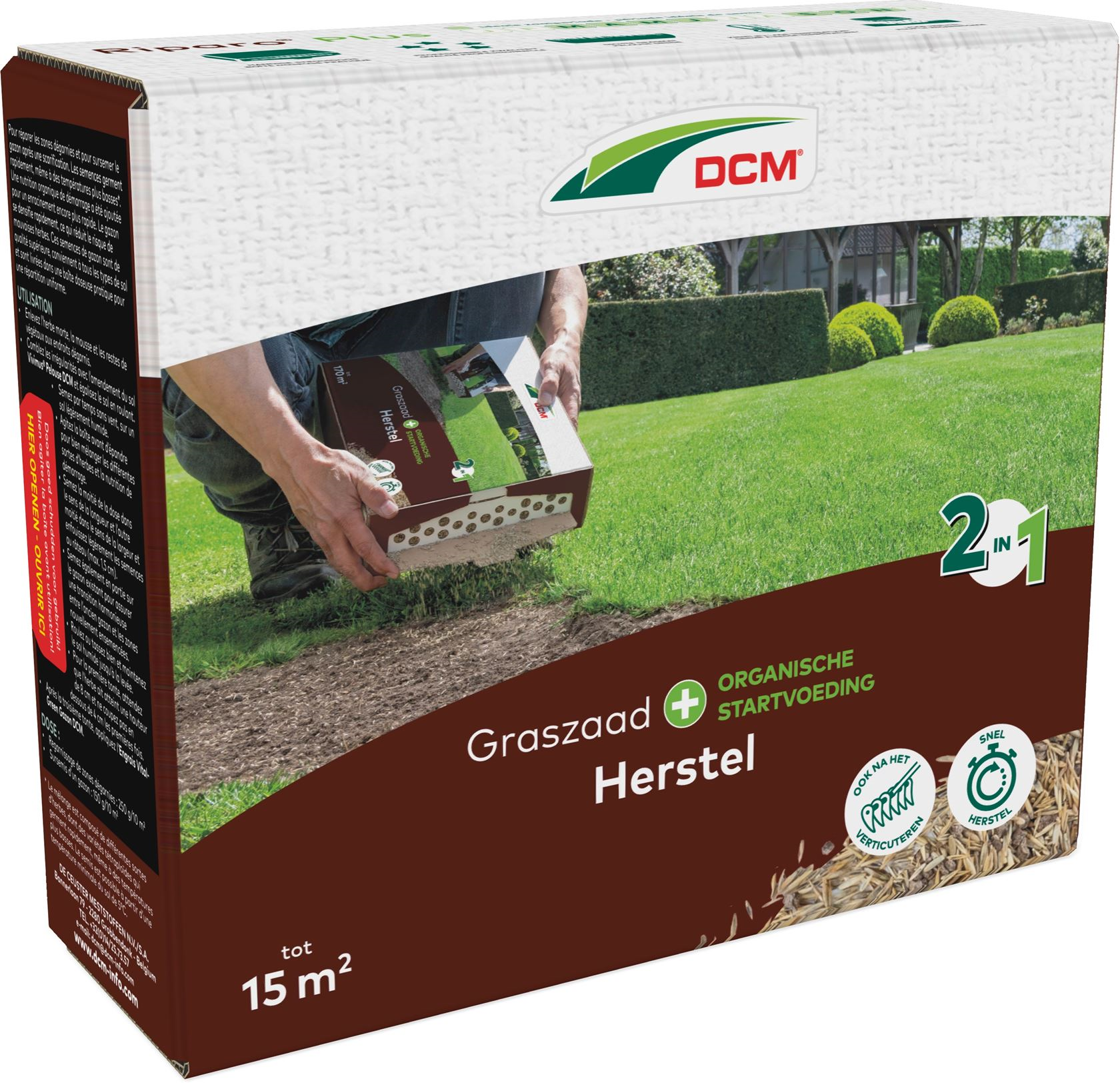DCM graszaad 225g tot 15m² - 2-in-1 Herstel Plus incl. organische startvoeding - kale plekken herstellen