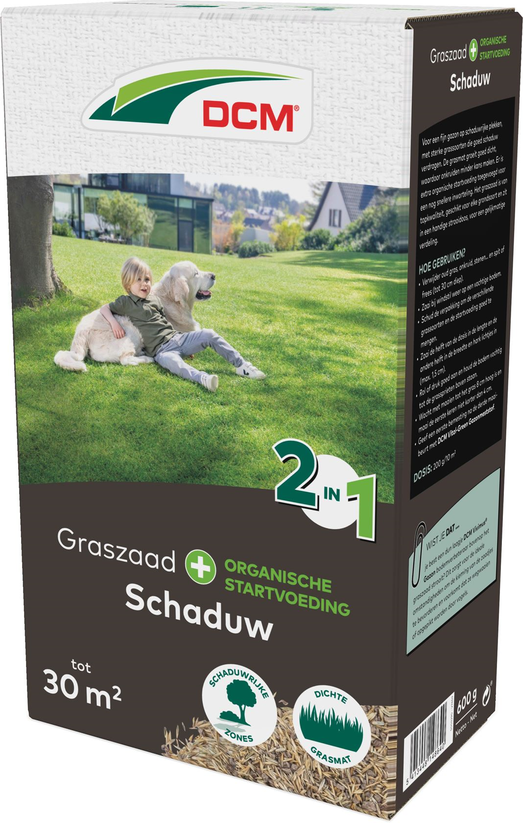 DCM graszaad 600g tot 30m² - 2-in-1 Schaduw Plus incl. organische startvoeding - schaduwrijke plekken