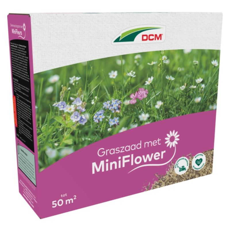 DCM graszaad met MiniFlower 1.9KG voor 50m² – Een bloeiend gazon voor meer biodiversiteit