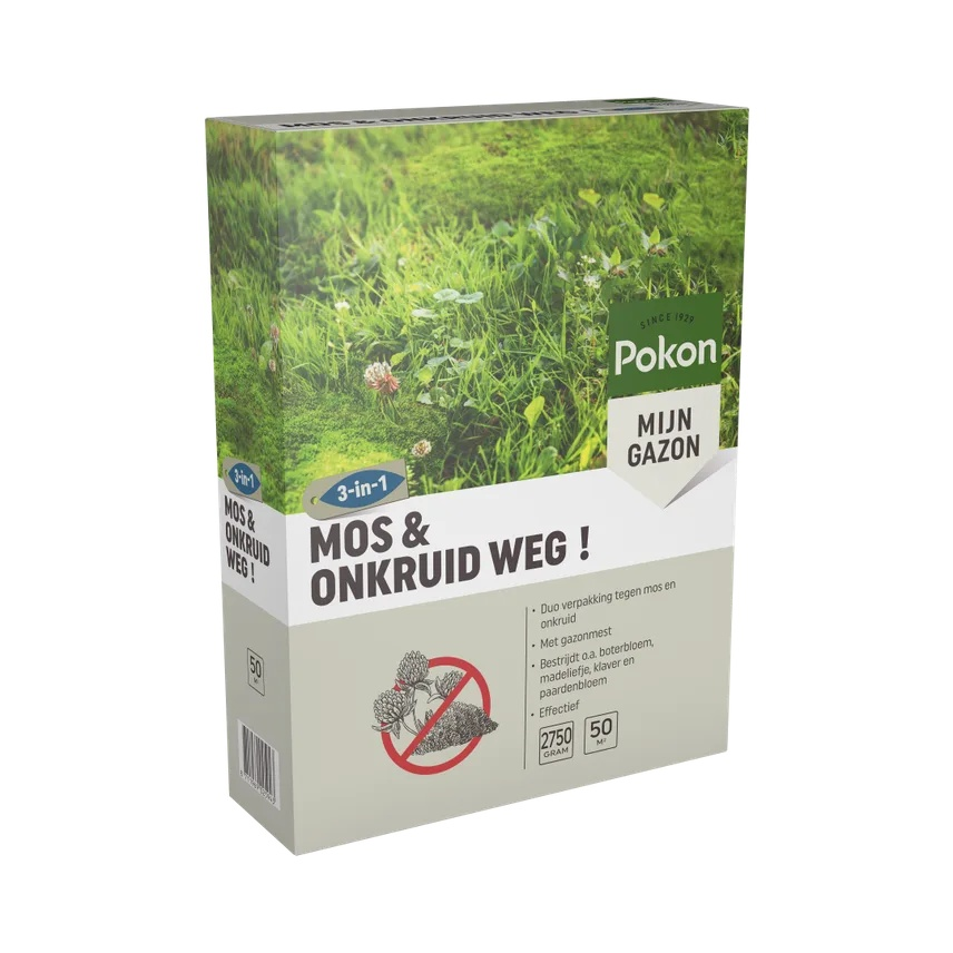 Pokon Mos en Onkruid Weg! 50m2 (3 in 1) - Duo verpakking tegen mos en onkruid afbeelding