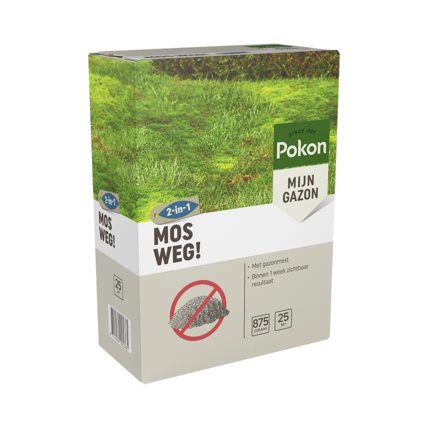 Pokon Mos Weg! Gazonmest&Mosbestrijder - 875 gram - Voor 25 m² afbeelding