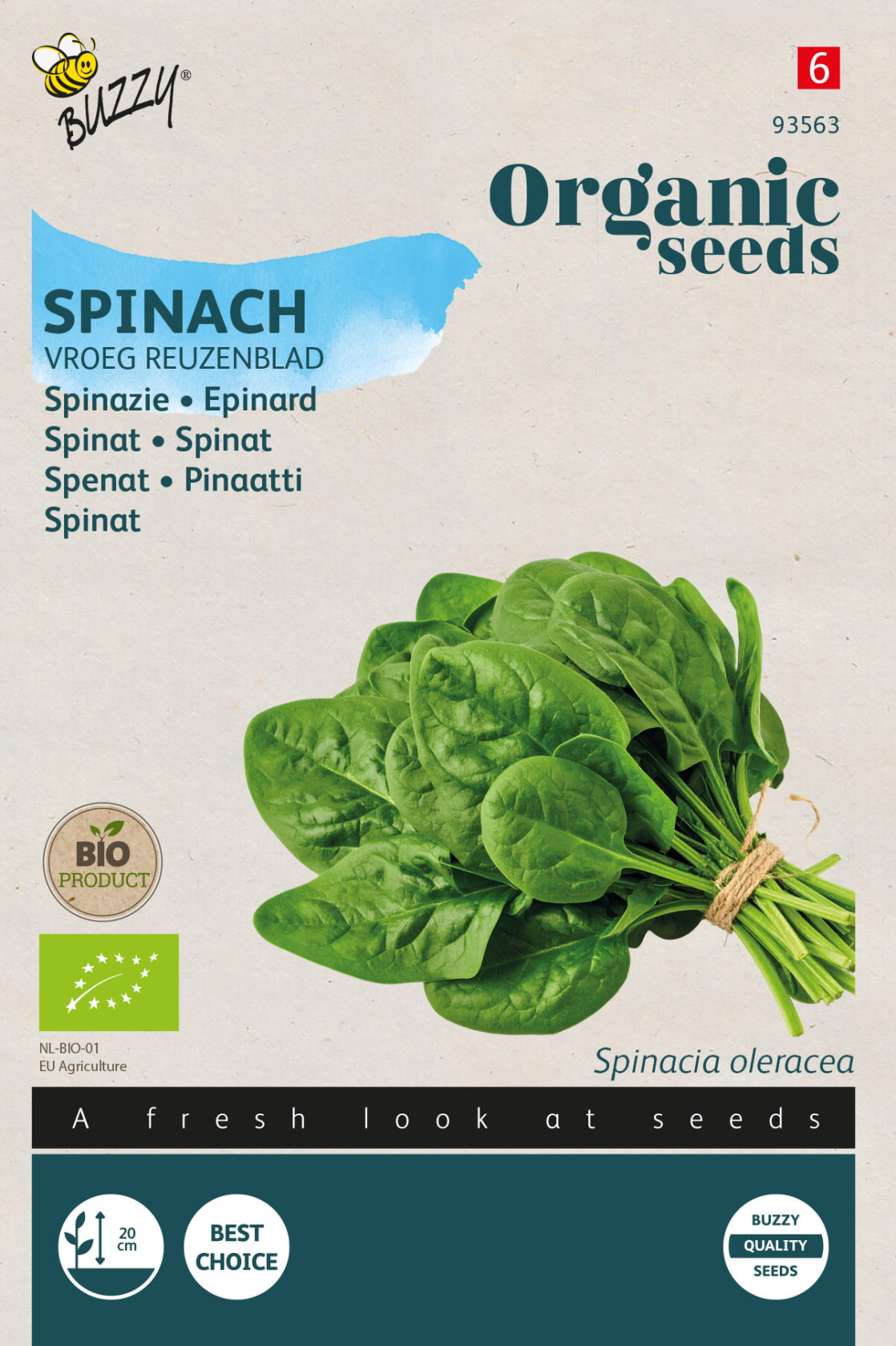 Buzzy® Organic Spinazie Zaden (BIO) – Vroeg Reuzenblad