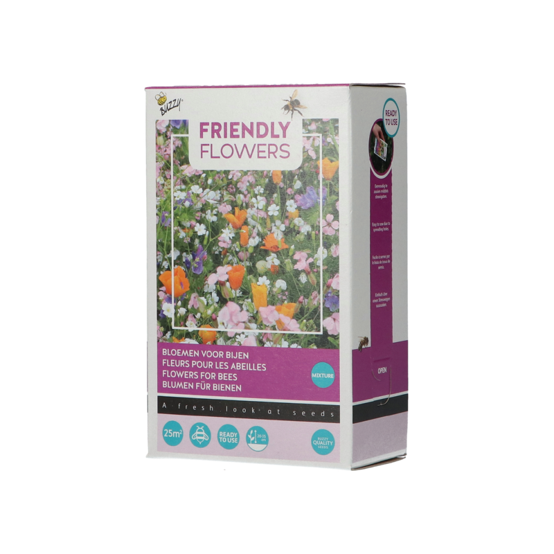 Buzzy® Strooidoos Bloemen - Friendly Flowers Bijen Laag - 25m²