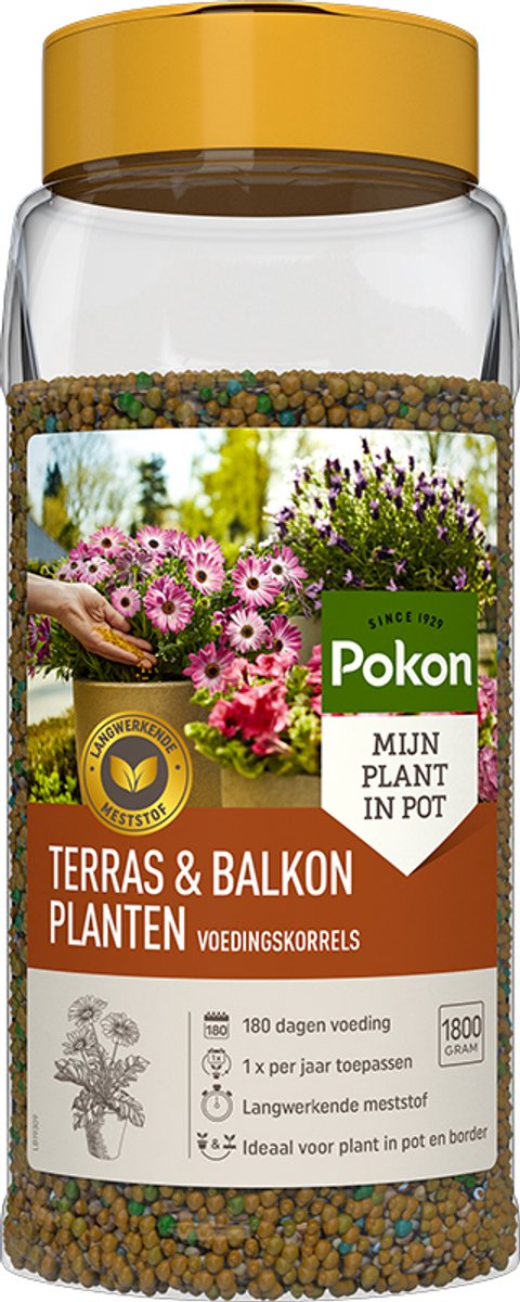 Pokon Terras&Balkon Voedingskorrels - 1800 gram - Voorraadverpakking - 180 dagen voeding afbeelding