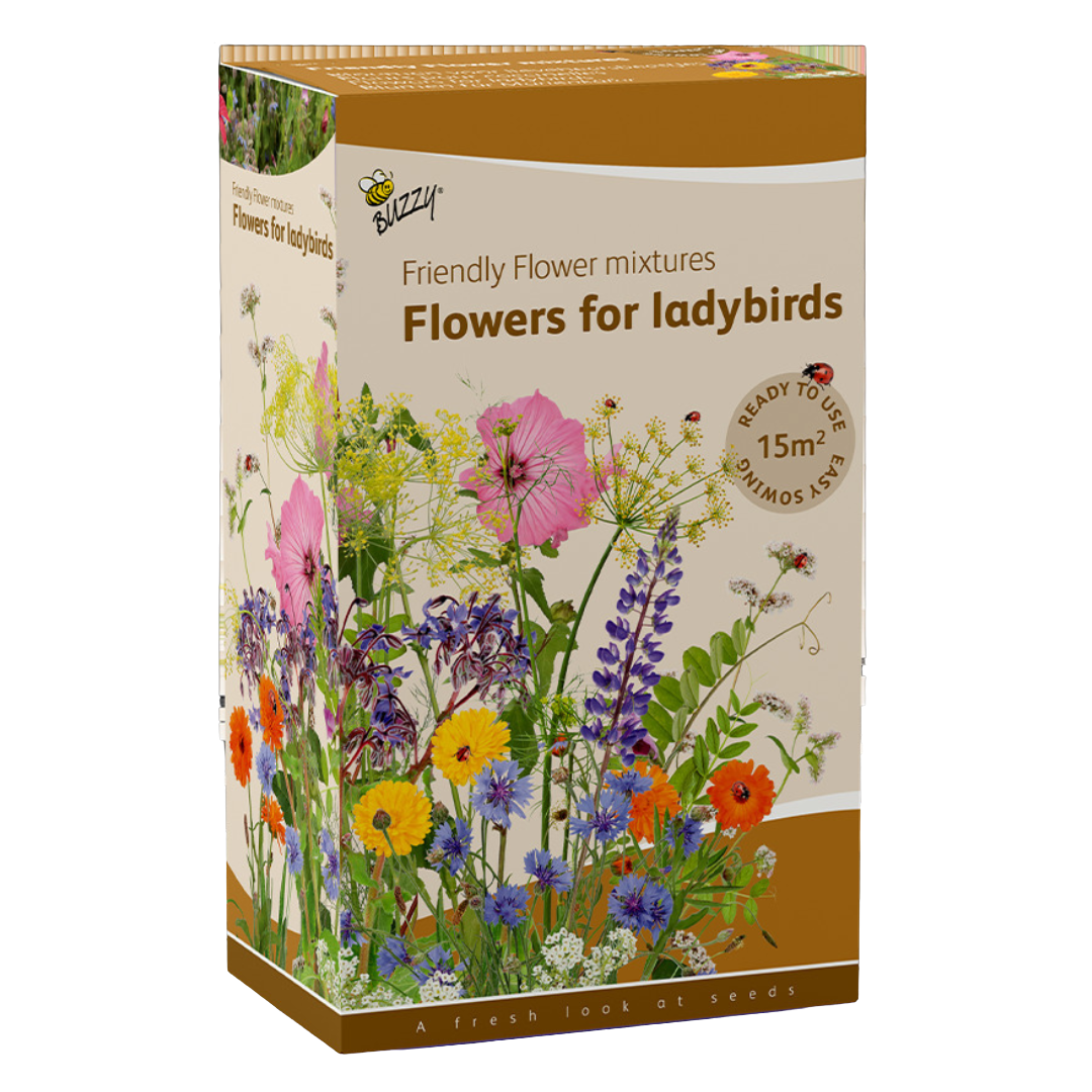 Buzzy Friendly Flowers Strooidoos - Lieveheersbeestjes Bloemenmix - 15 m²