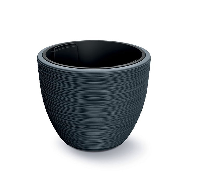 Prosperplast Furu Stripes Bloempot - Antraciet - Ø 57 cm - Met binnenpot