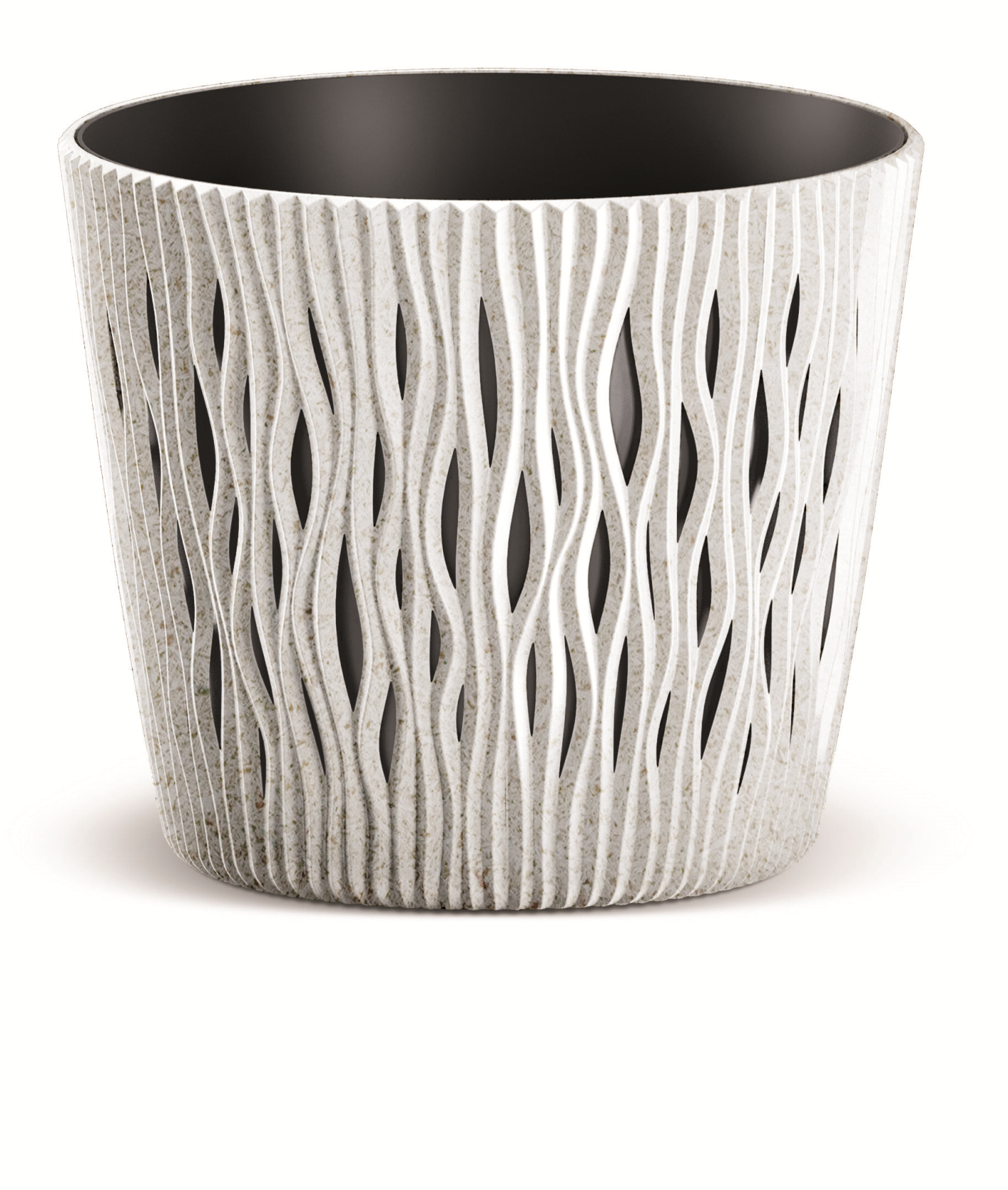 Prosperplast Sandy Round Eco Wood Bloempot - ECO Wit - Ø 19 cm - Met echt hout