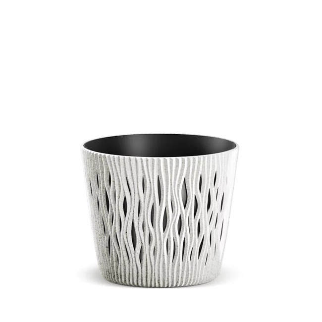 Prosperplast Sandy Round Eco Wood Bloempot - ECO Wit - Ø 26 cm - Met echt hout
