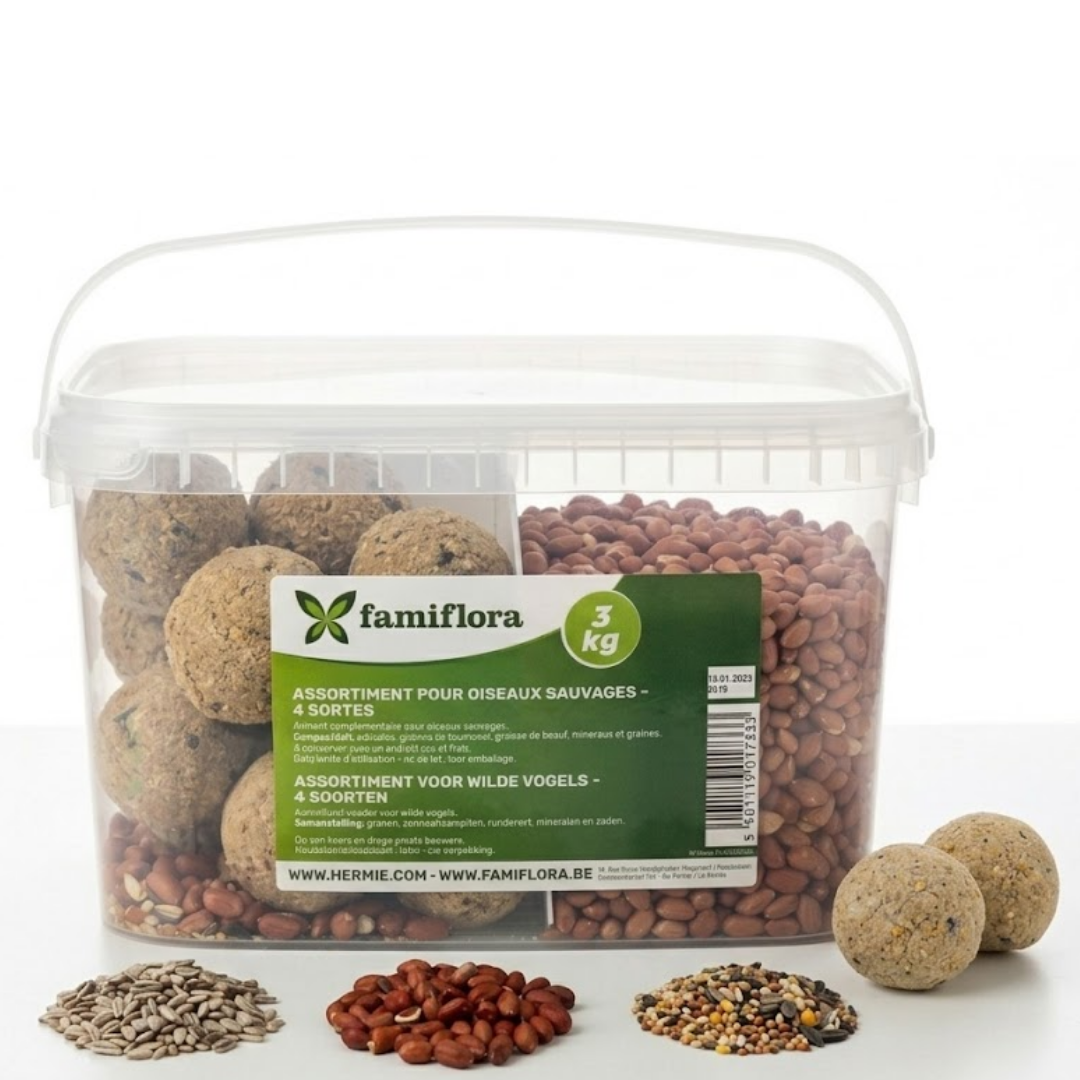 Famiflora Assortiment voor Wilde Vogels - 3KG - 4 Soorten Voer - Mixpakket