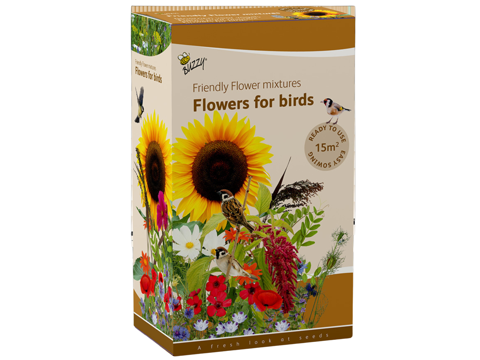 Buzzy Friendly Flowers Strooidoos - Vogels Bloemenmix - 15 m²