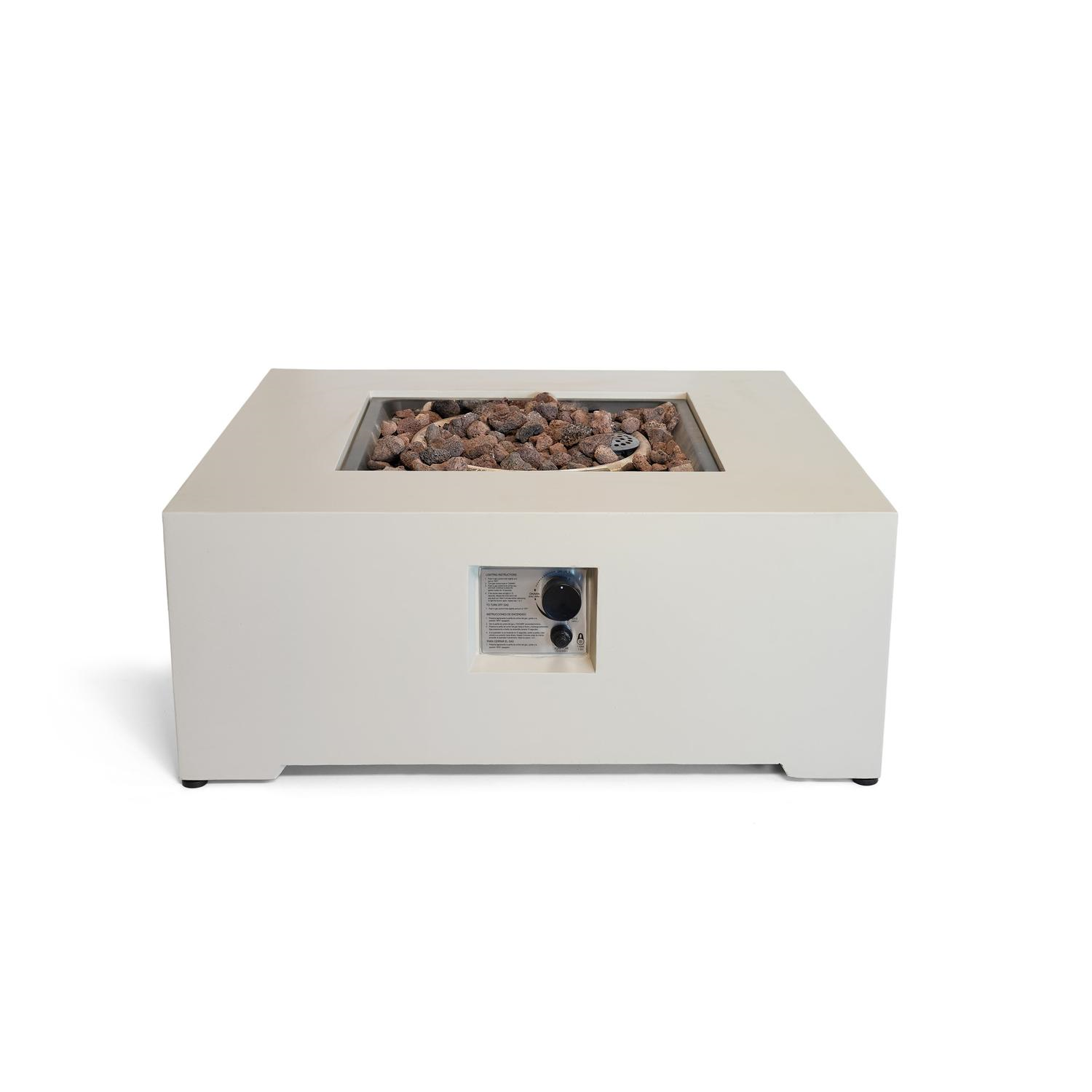 Happy Cocooning Vuurtafel Estate Square 88 Oyster Beige - Terrasverwarmer Gas - 88x88x36 cm - 16,5 kW