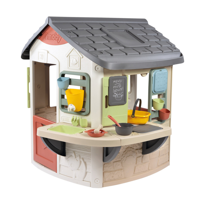 Smoby Speelhuis met Modderkeuken - Buitenspeelgoed - 16 Accessoires - Vanaf 2 jaar