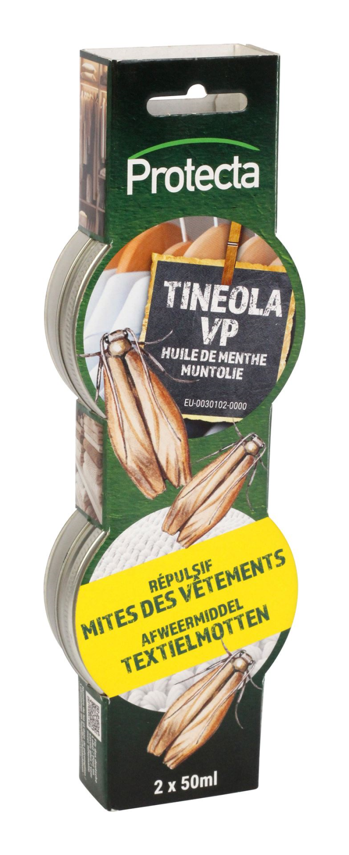 Protecta Répulsif tegen Textielmotten - 2 x 50 g - Met Muntolie - Preventief