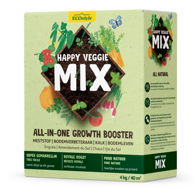 Ecostyle Happy Veggie Mix Moestuinmest - Meststof & Bodemverbeteraar - 4 kg - 40 m²