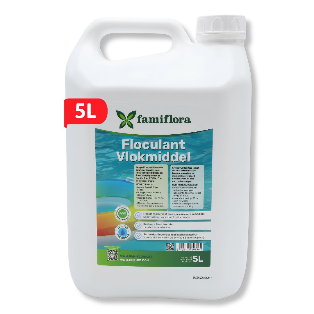 Famiflora Vlokmiddel vloeibaar 5L - vloeibare flocculant voor kristalhelder water!