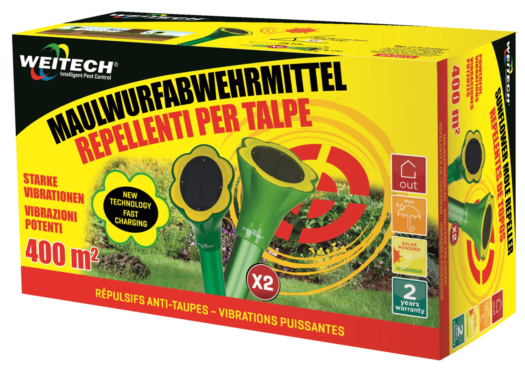 Weitech WK2018 Zonnebloem Mollenverjager - 2 stuks - Solar - Trillingen