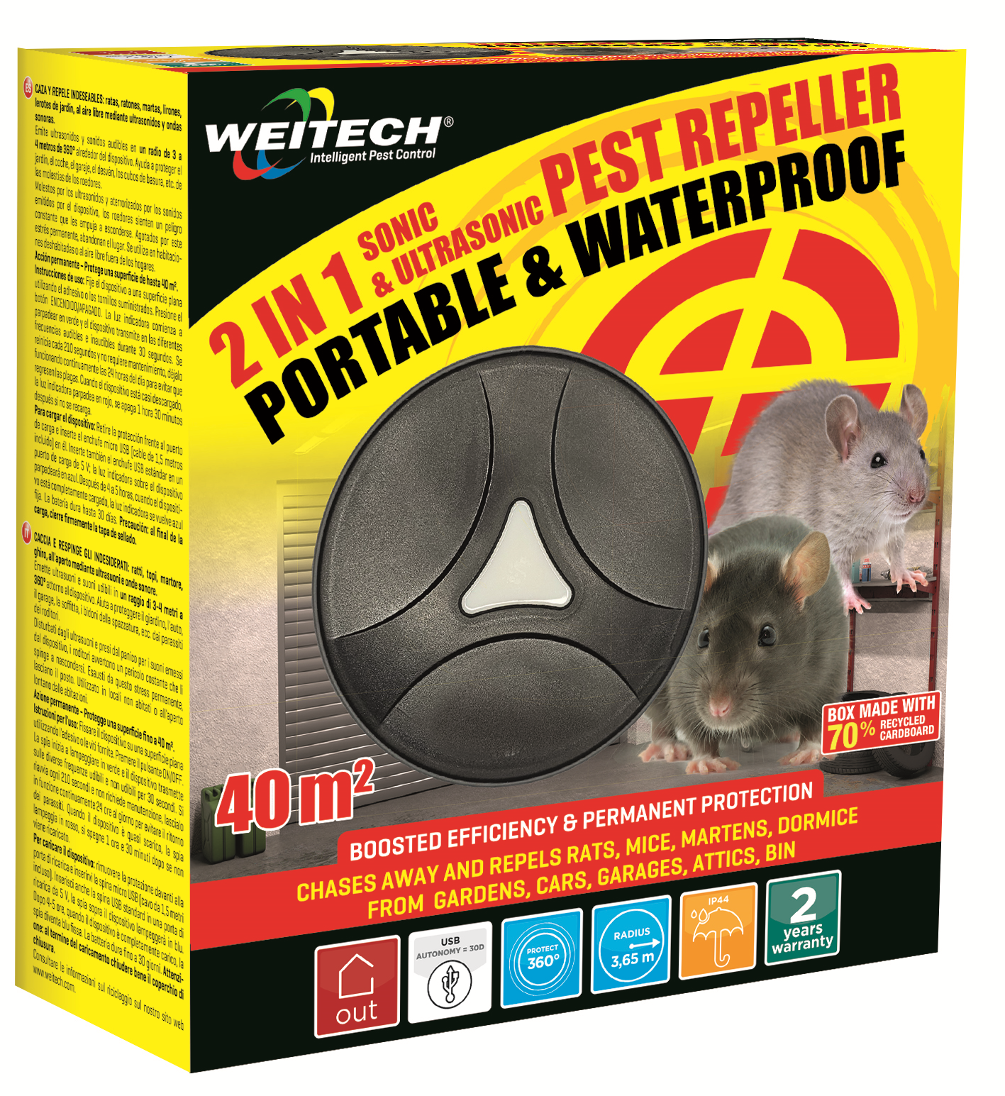 Weitech WK0100 Dierenverjager - USB oplaadbaar - Hoorbaar geluid