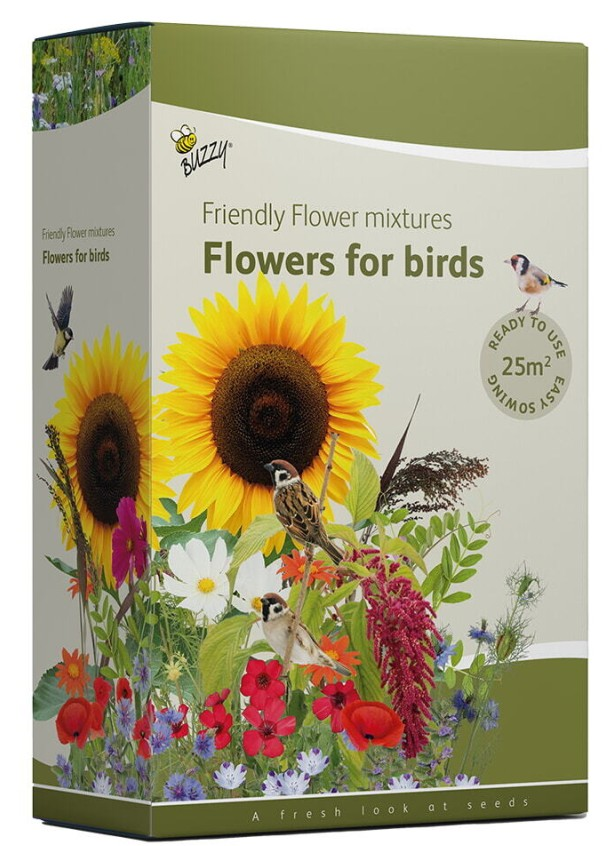 Buzzy® Friendly Flowers Strooidoos - Vogels - 25m²