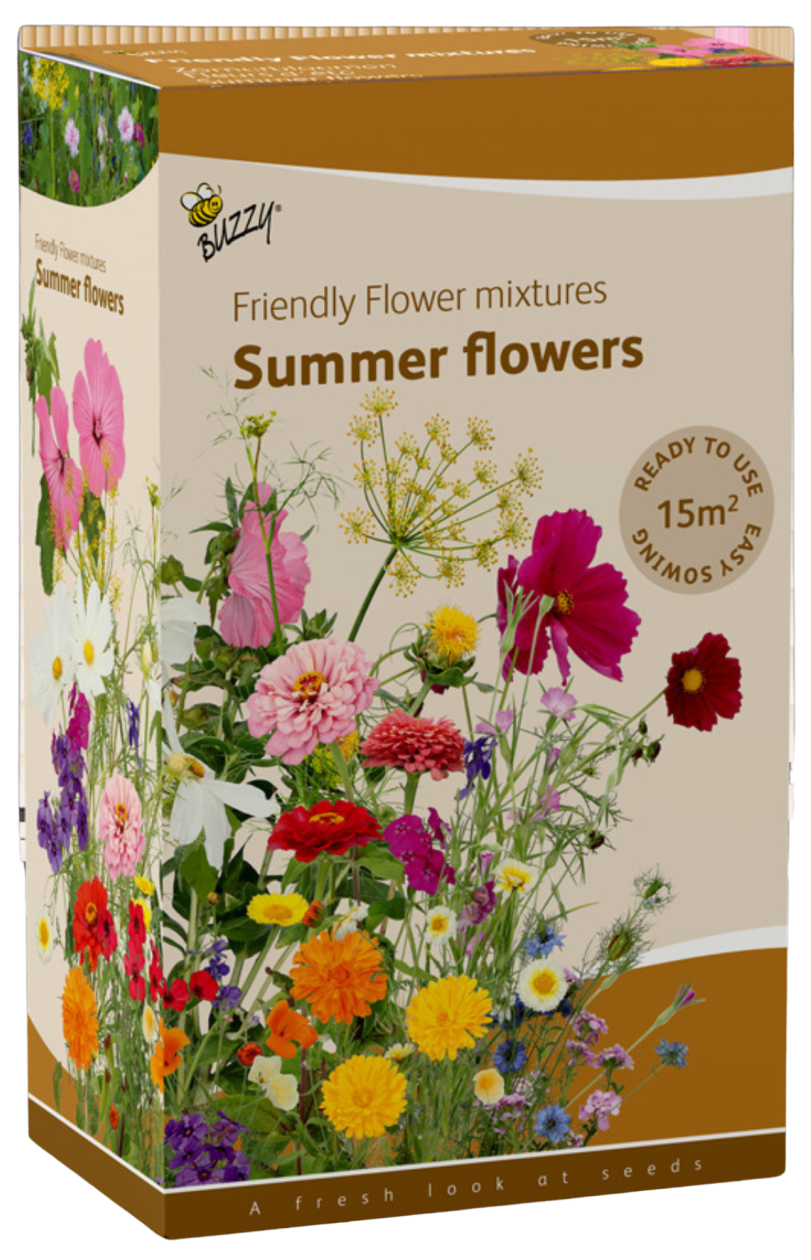 Buzzy® Friendly Flowers Strooidoos - Zomerbloemen - 15m²